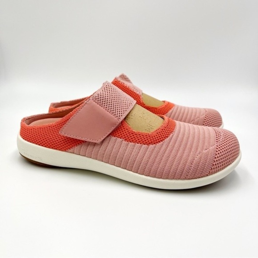 Spenco Size 6.5 Magnolia Memory Scuff Pink Coral Knit Slip On Slides Shoes